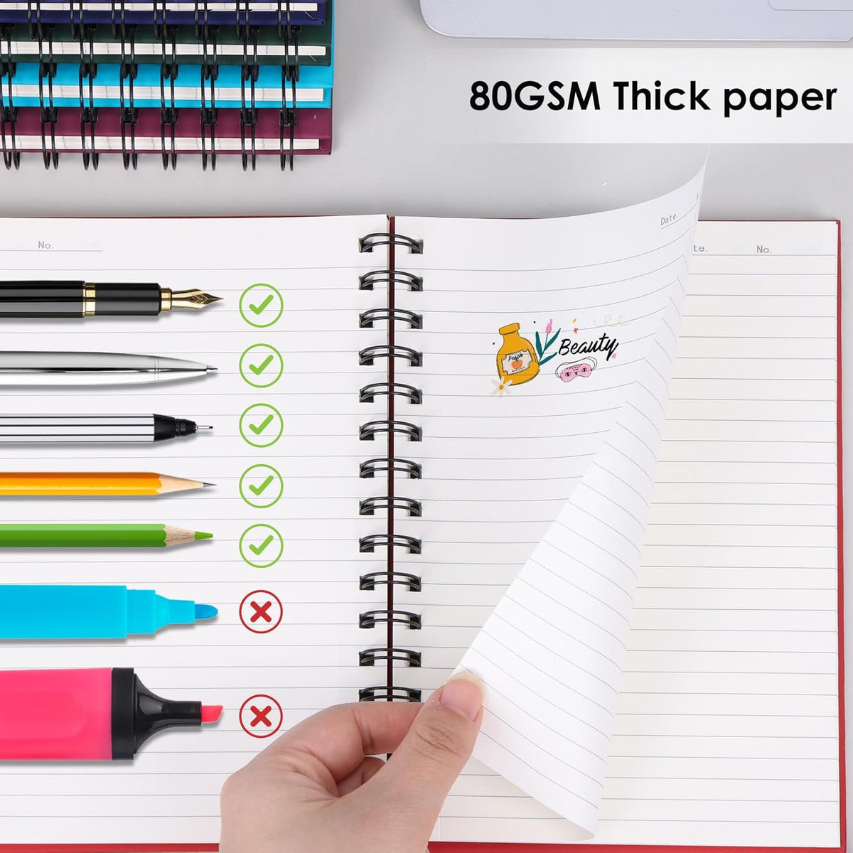 8 Pack Spiral Notebook, Hardcover A5 Notebooks, College Ruled Spiral Journals, Assorted Jewel Tone Colors, 160 Pages, 5.5"x8.5", for Work, School, Gifts