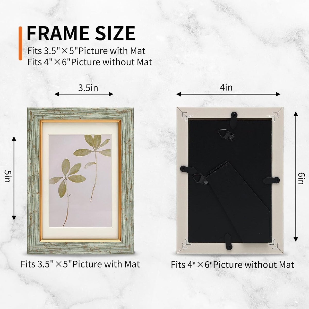 Fixwal 4x6 Picture Frame Set of 5, Vintage Photo Frame, Rustic Retro Picture Frame with Tempered Glass, Decorative Art on Walls and Tabletop Placement