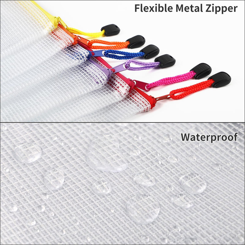 30pcs Mesh Zipper Pouch Bags, 8 Sizes Plastic Zipper Bags, 8 Colors Waterproof Zipper Pouches for Organization, Multipurpose for Travel, School Supplies, Office Appliances and Home Organization