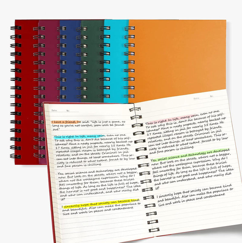 6pcs Hardcover Spiral Notebook, A5 Lined Spiral Journals 5.5x8.5in, 160 Pages Journal Notebook for Work, Office