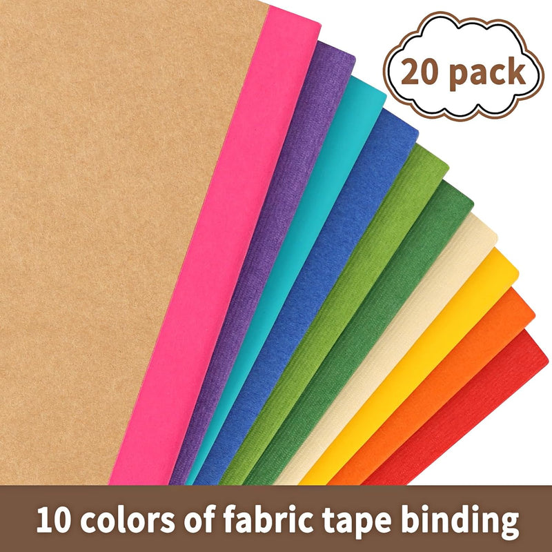 20 Pack A5 Kraft Notebooks, Lined Journal Bulk with Rainbow Spine, 10 Colors, 60 Pages Soft Cover Composition Notebooks for Women Girls Kids, School Office Supplies