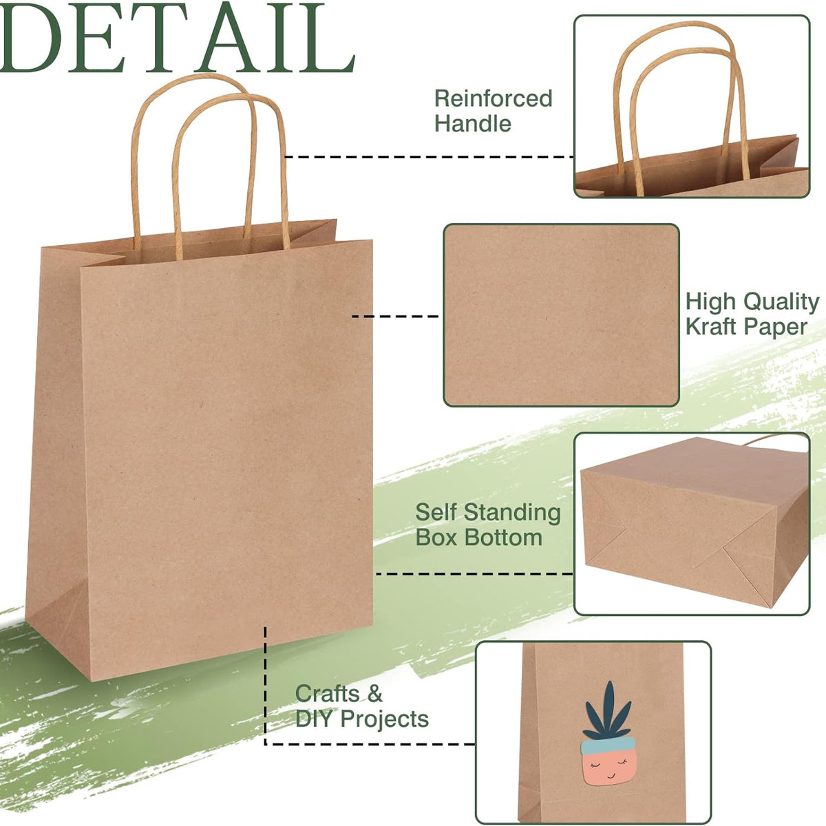 Moretoes 150pcs Brown Paper Bags, (8/10/12.6 Inches) 50 Per Size Kraft Paper Gift Bags with Handles Bulk, Assorted Sizes for Small Business, Shopping, Retail, Gift