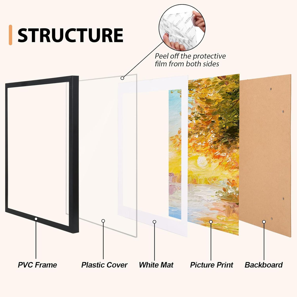 Fixwal 11x14 Picture Frame Set of 2, Black Photo Frames for Wall and Tabletop Display with Mat for 8x10 Pictures