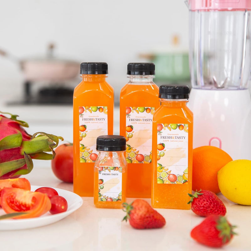 100pcs 4oz Juice Bottles, Reusable Small Shot Bottles with Lids, Labels, Funnel and Brush Beverage Containers for Juicing, Ginger Shots, Milk and Beverages