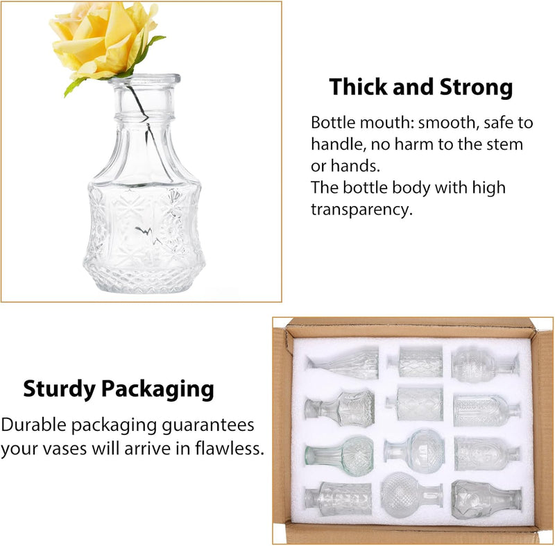 68pcs Clear Glass Bud Vase Set, Small Flower Vases for Centerpieces in Bulk, Mini Vintage Vase for Home, Wedding, Table Decor