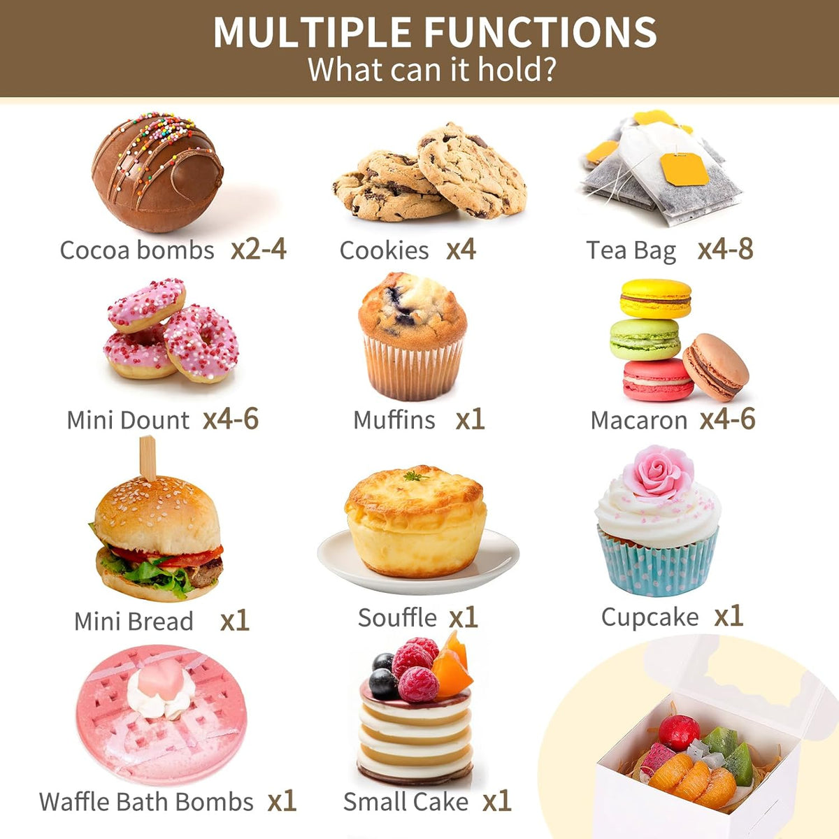 Moretoes 200pcs Small Cookie Boxes, 4x4x2.5 Inch White Bakery Boxes with Window for Pastries, Treats, Cupcakes, Donuts, Candy, Strawberries