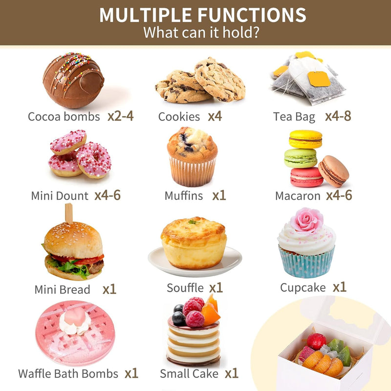 Moretoes 200pcs Small Cookie Boxes, 4x4x2.5 Inch White Bakery Boxes with Window for Pastries, Treats, Cupcakes, Donuts, Candy, Strawberries