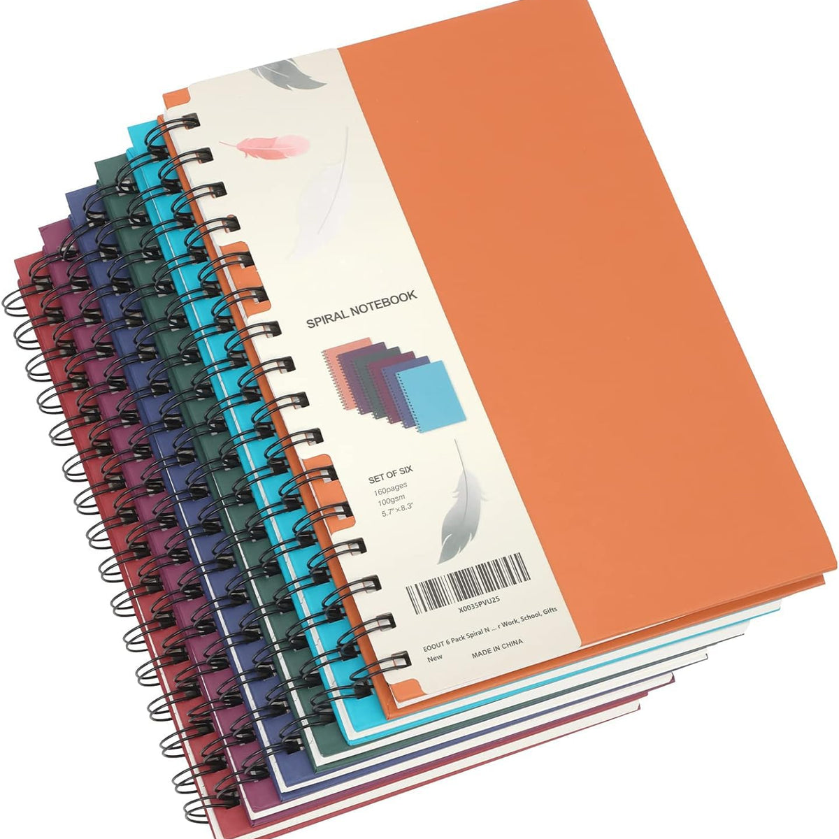 6pcs Hardcover Spiral Notebook, A5 Lined Spiral Journals 5.5x8.5in, 160 Pages Journal Notebook for Work, Office