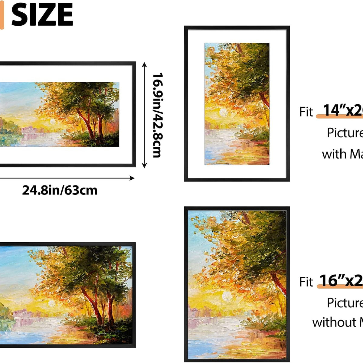 Fixwal 16x24 Picture Frame Set of 2, Black Poster Frames