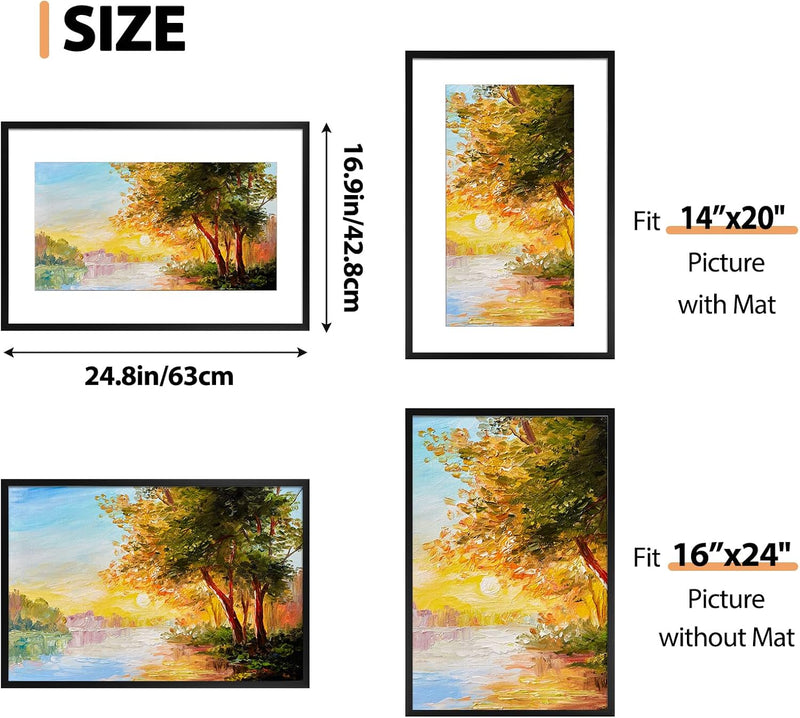 Fixwal 16x24 Picture Frame Set of 2, Black Poster Frames