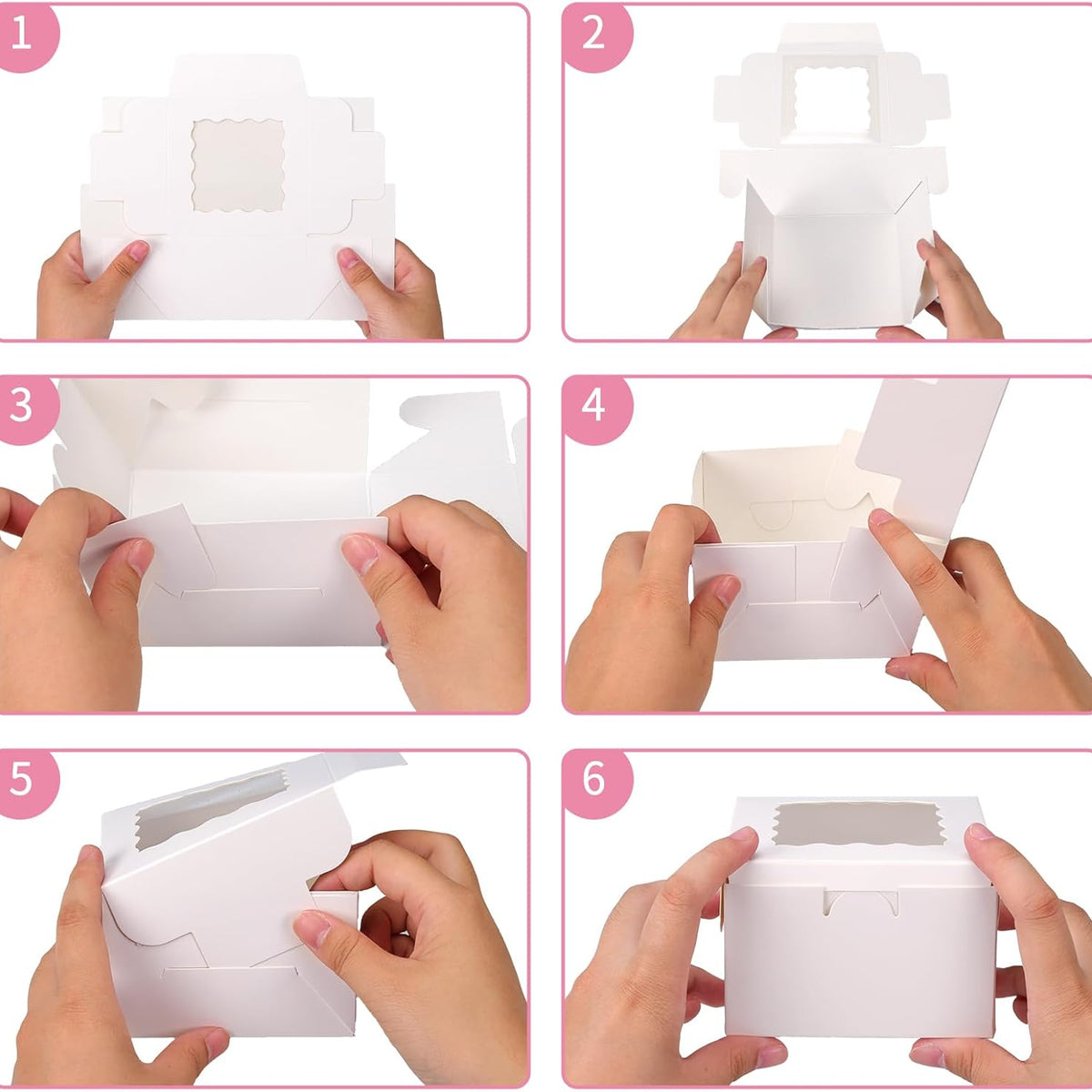 Moretoes 80pcs Small Cookie Boxes 4x4x2.5in White Bakery Boxes with Window Treat Boxes Cake Boxes for Dessert Pastry Macaron