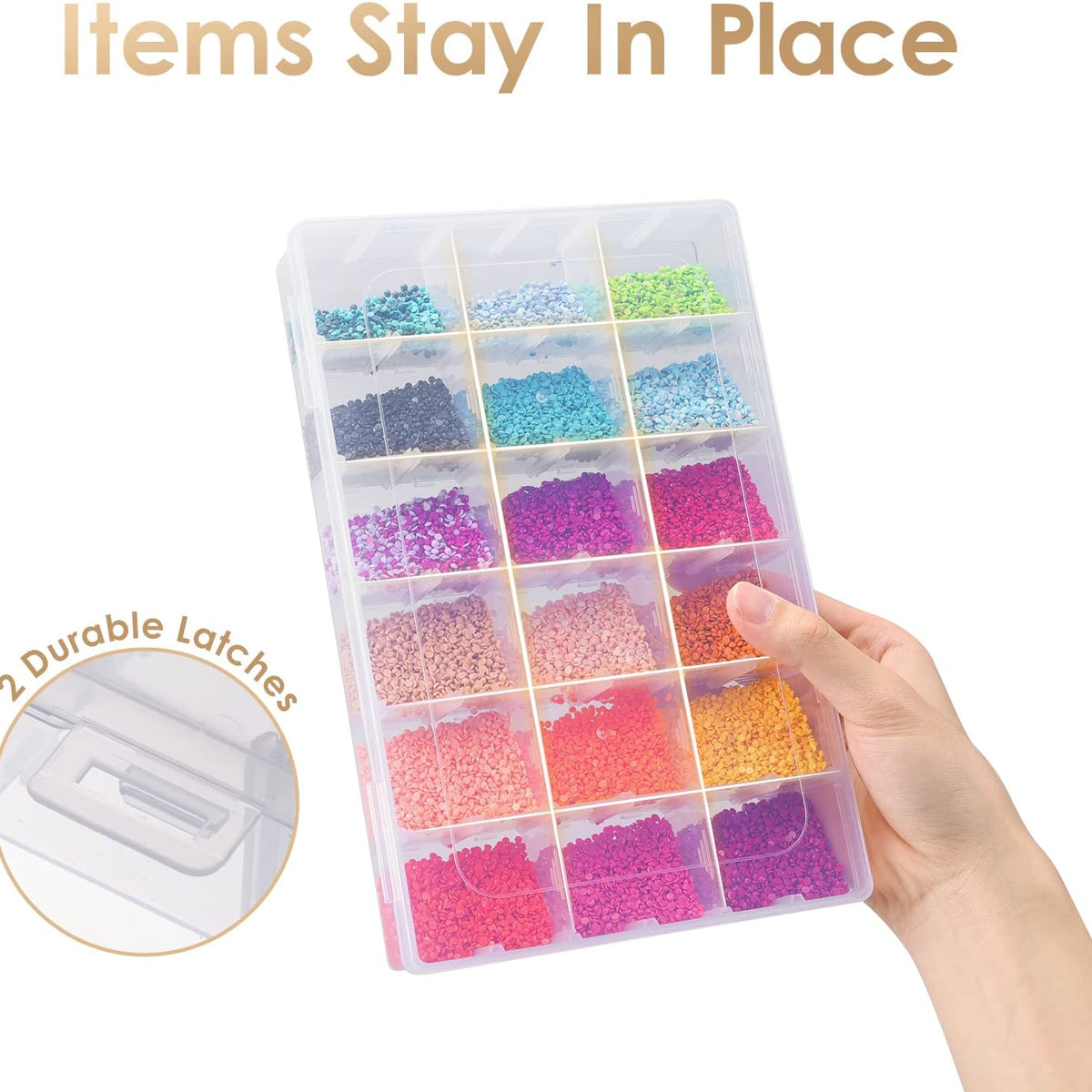 6 Pack 36 Grids Clear Plastic Organizer Storage Box Container, Craft Storage with Adjustable Dividers for Beads, Art DIY, Crafts, Jewelry, Fishing Tackle with Label Stickers