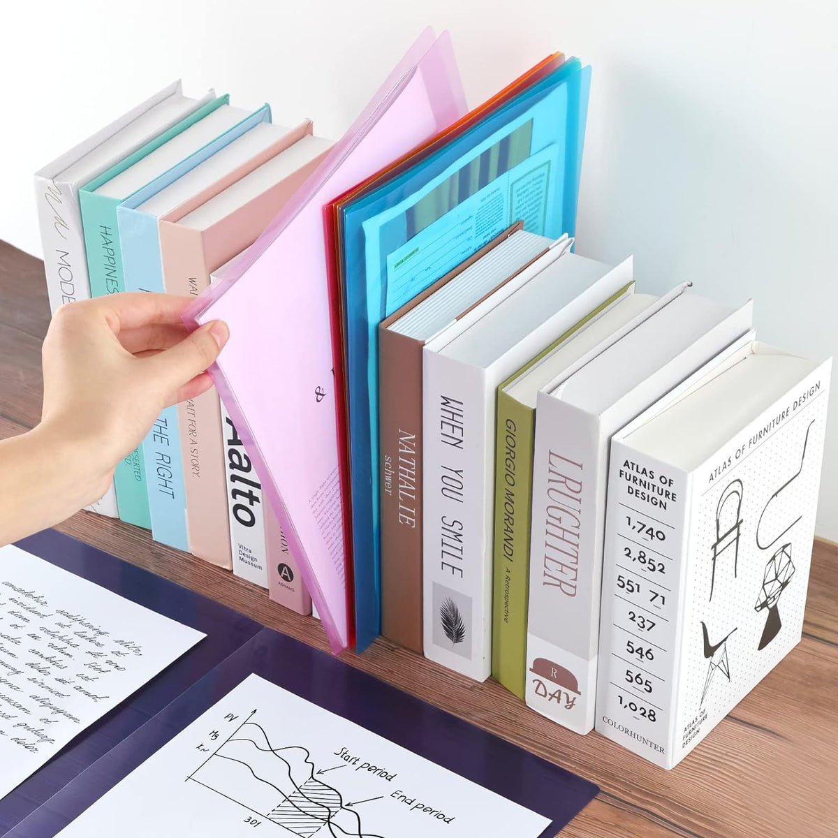 Clear Folders with 2 Pockets, 24pcs Plastic Pocket Folders for Office Students and School, Letter Size, A4 Size, 8 Assorted Colors