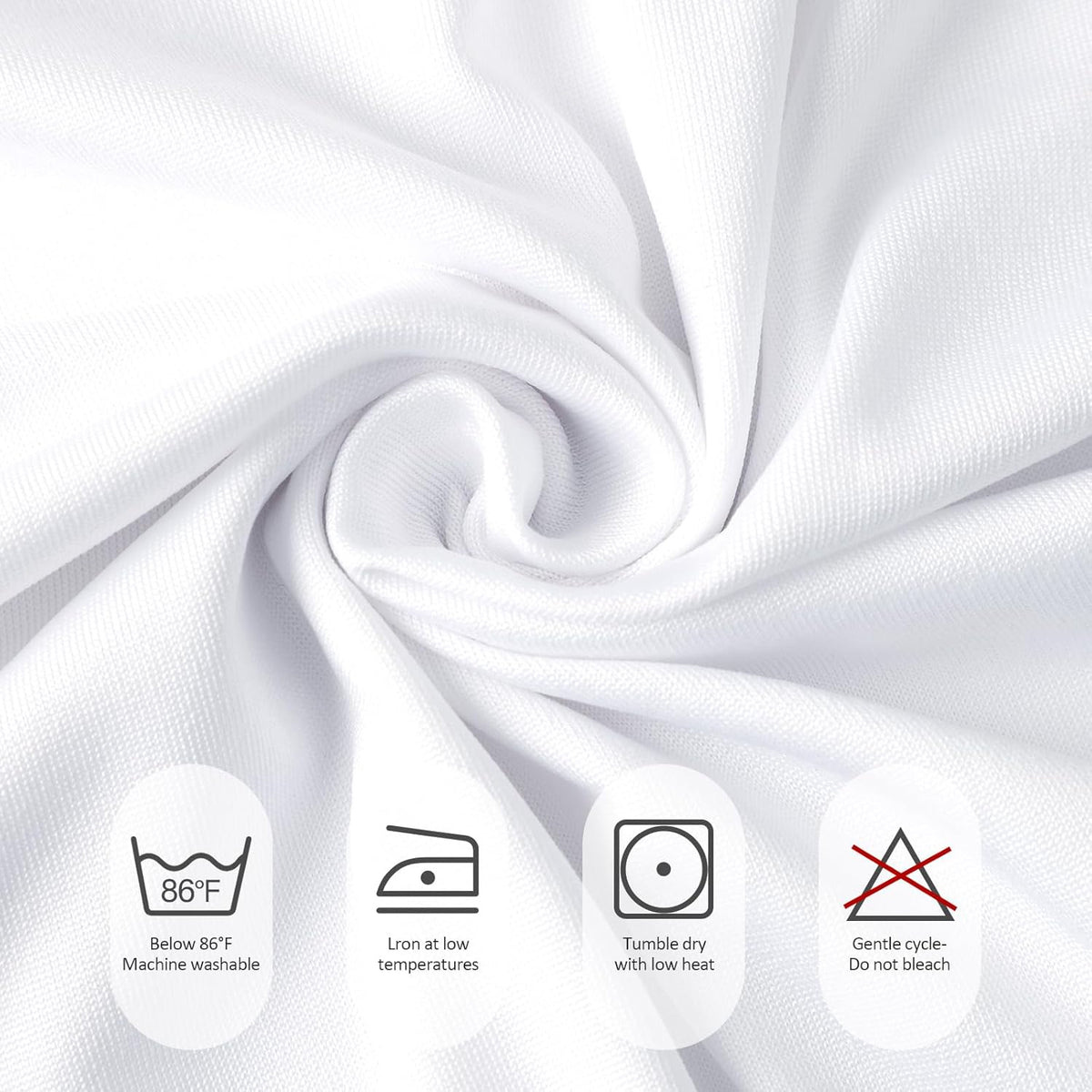 Fixwal White Spandex Tablecloth for Rectangle Table 6ft, Table Skirt for Folding Table, Table Cover for Party, Show, Wedding and Birthday