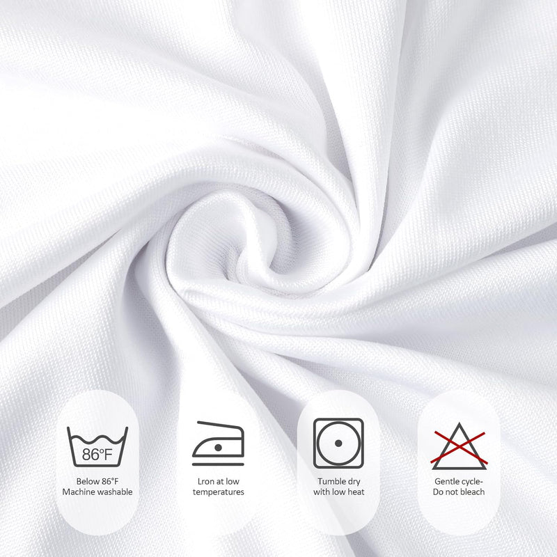 Fixwal White Spandex Tablecloth for Rectangle Table 6ft, Table Skirt for Folding Table, Table Cover for Party, Show, Wedding and Birthday