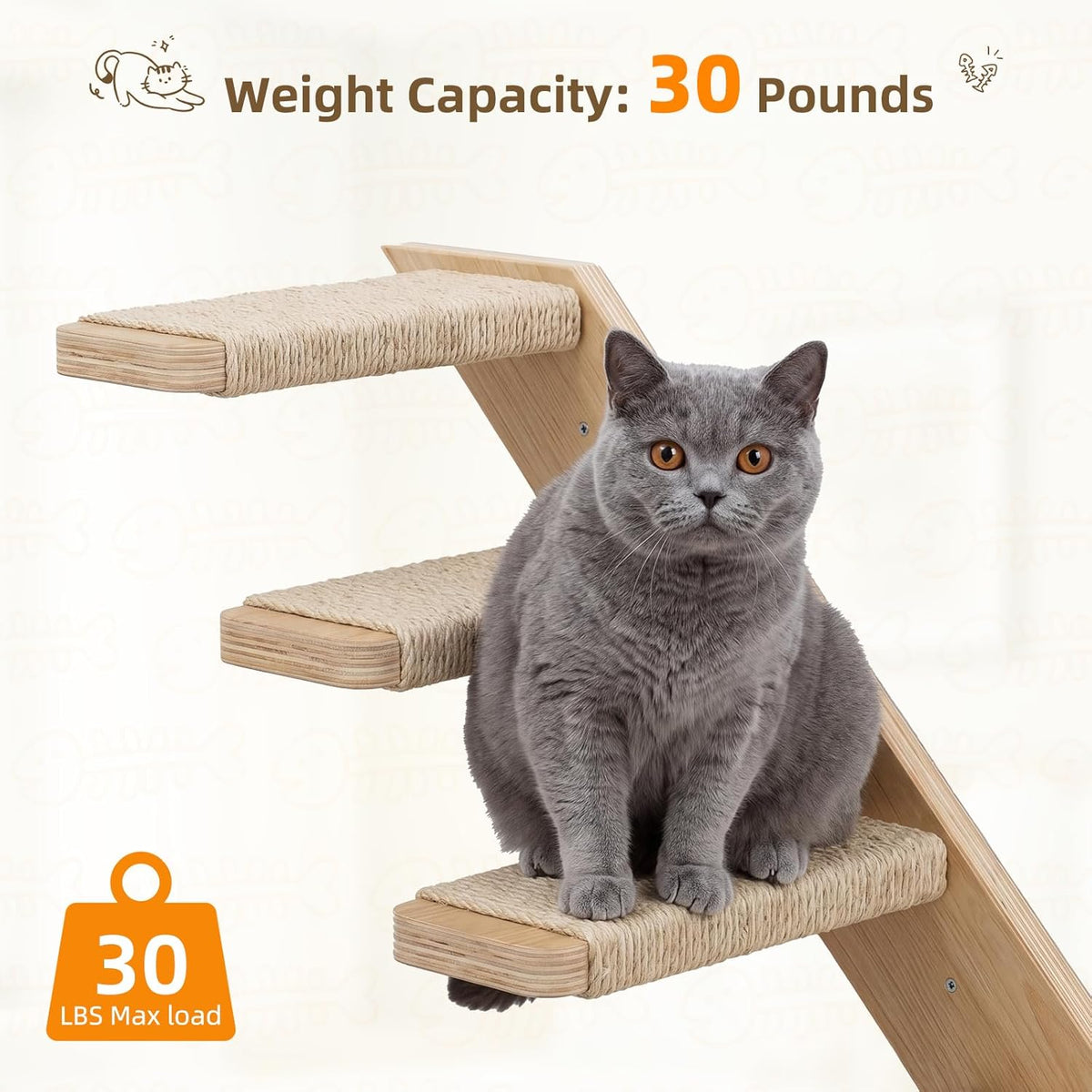 Superlele Cat Wall Shelves Set, 3 Pcs Modern Wood Cat Climbing Stairs with Large Perch Platform, 4-Step Wall Mounted Furniture for Indoor Cats, Sturdy Walkway for Playing Sleeping Exercise