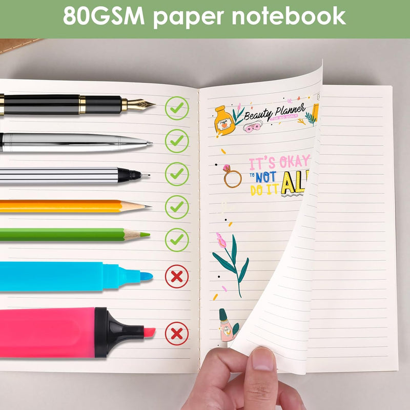 48 Pack A5 Lined Kraft Notebooks, Travel Journals Bulk 8.3x5.5in College Ruled Subject Notebooks 30 Sheets 60 Pages for Writing School Office Supplies
