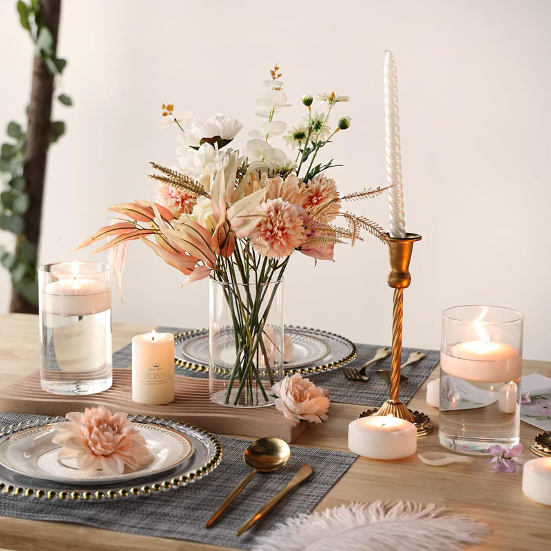 12pcs Glass Cylinder Vases for Centerpieces, Flower Vases Wedding Decorations, 6 Inch Tall Glass Candle Holder for Table Shelf, Floral Vase Bulk for Home Decor