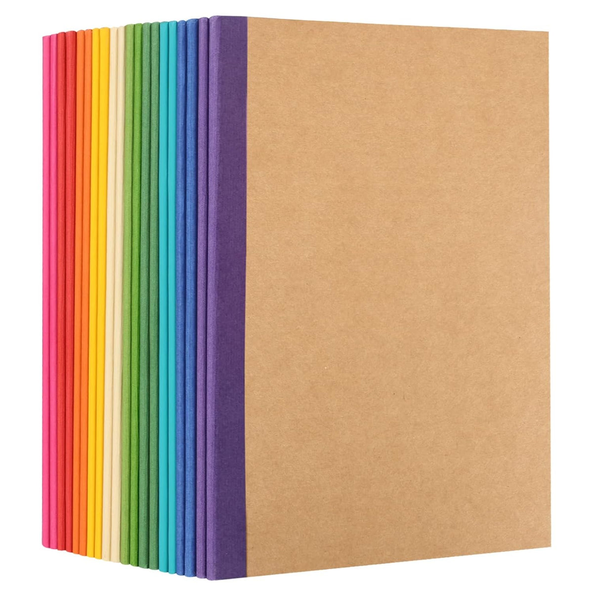 20 Pack A5 Kraft Notebooks, Lined Journal Bulk with Rainbow Spine, 10 Colors, 60 Pages Soft Cover Composition Notebooks for Women Girls Kids, School Office Supplies