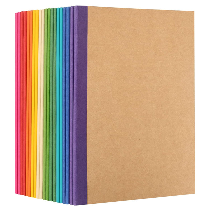 20 Pack A5 Kraft Notebooks, Lined Journal Bulk with Rainbow Spine, 10 Colors, 60 Pages Soft Cover Composition Notebooks for Women Girls Kids, School Office Supplies
