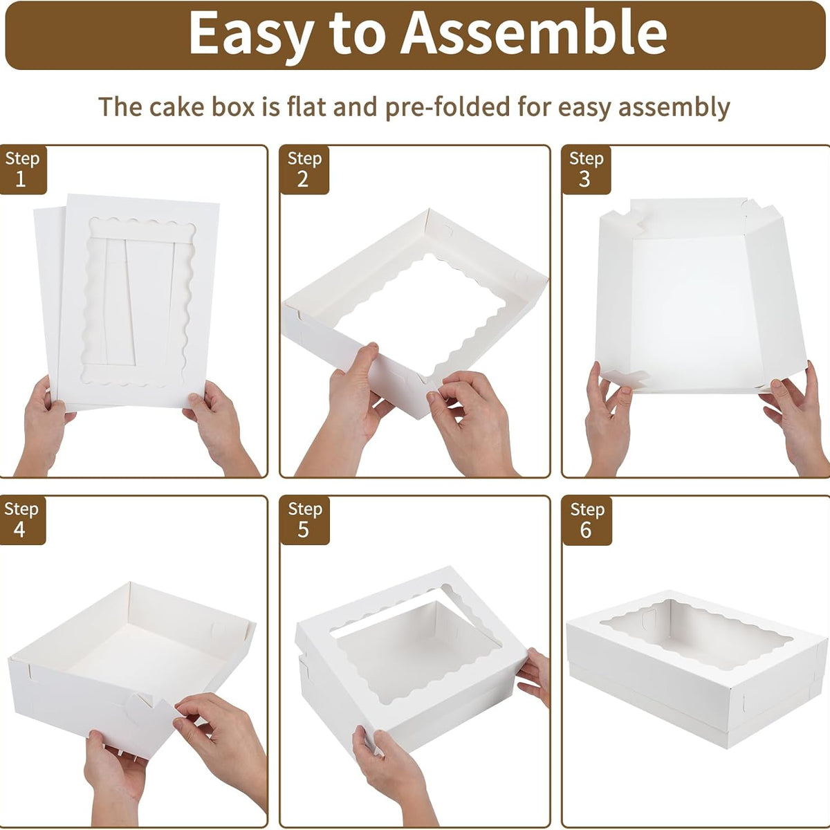 Moretoes 20pcs 14x10x4in Sheet Cake Boxes, White Rectangle Quarter Bakery Boxes with Window, for Cake Pastry Baking Donuts Cupcake Pie Packaging