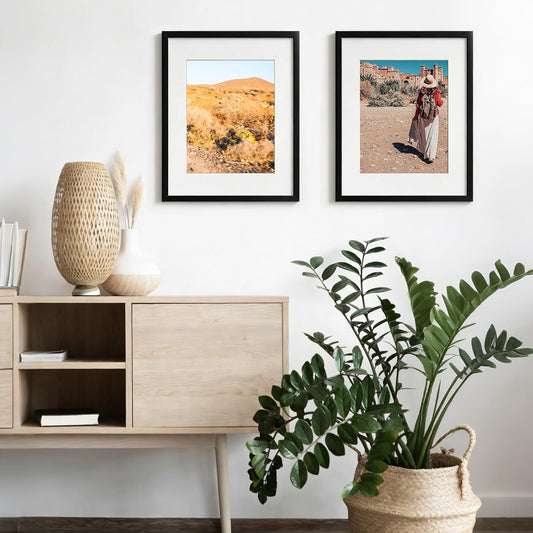 Fixwal 11x14 Picture Frame Set of 2, Black Photo Frames for Wall and Tabletop Display with Mat for 8x10 Pictures