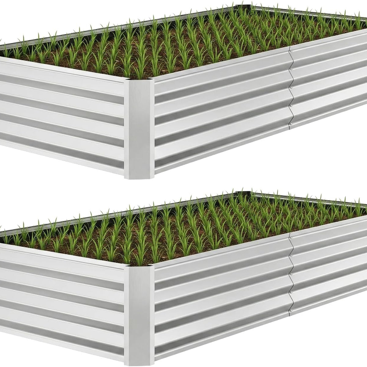 4x2x1ft(2 Pack) Galvanized Raised Garden Beds, Thickened Metal Planter Box for Outdoor Vegetables & Flowers, 48" L x 24" W x 12" H