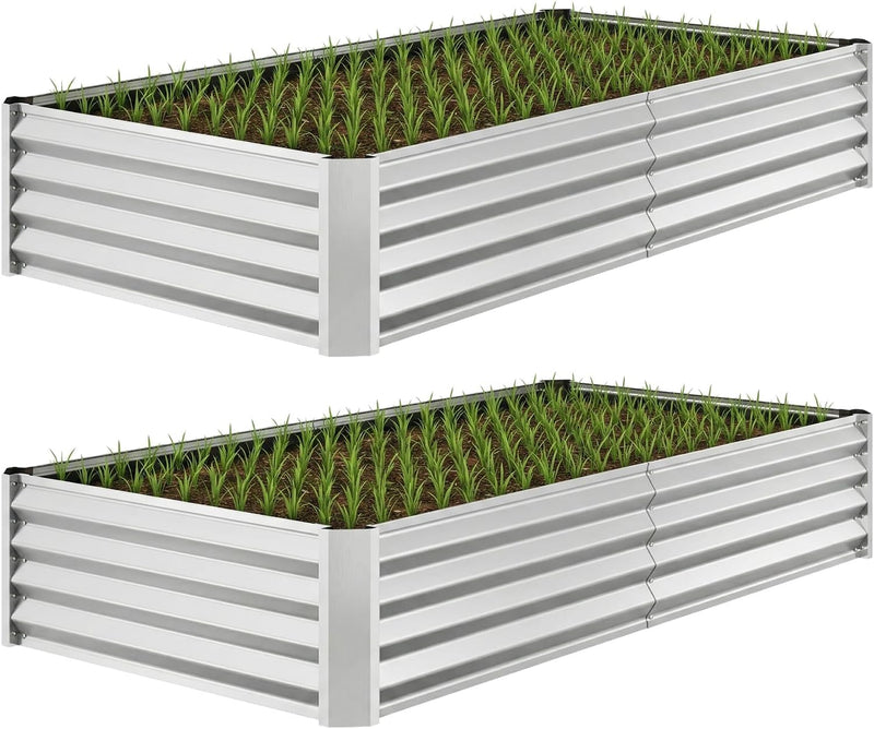 4x2x1ft(2 Pack) Galvanized Raised Garden Beds, Thickened Metal Planter Box for Outdoor Vegetables & Flowers, 48" L x 24" W x 12" H
