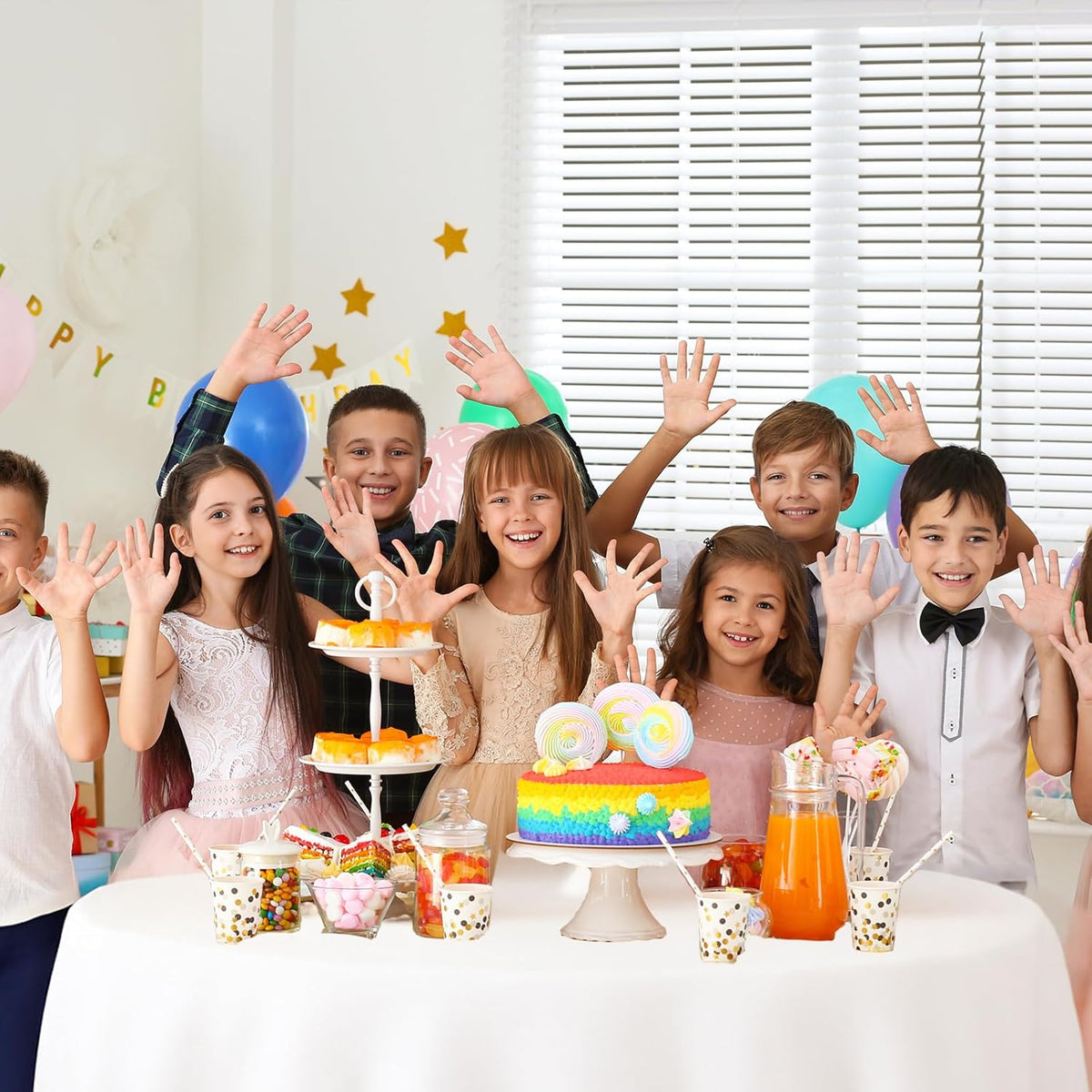 Fixwal White Plastic Table Cloth Disposable 84 Inch, Waterproof Round Tablecloth 10 Pack for Soccer Party Decoration, Picnic, Birthday