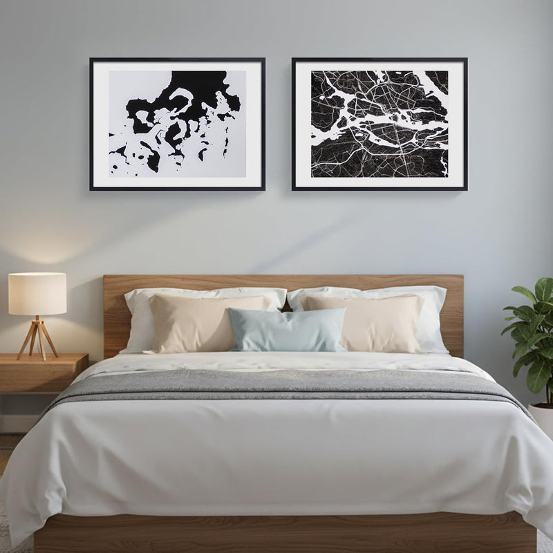 Fixwal 18x24 Picture Frame Set of 2, Black Poster Frames for Wall Display with Mat for 16x20 Pictures