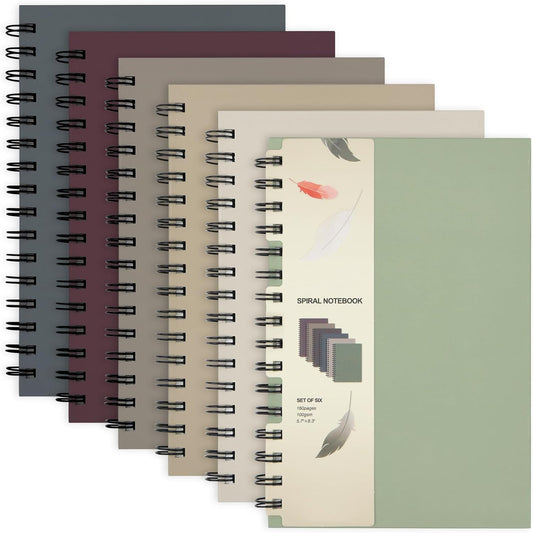 6pcs Spiral Notebook 5.5” x 8.5” Hardcover College Ruled Journals, A5 160 Pages Assorted Morandi Tone Colors for Work Office School Supplies