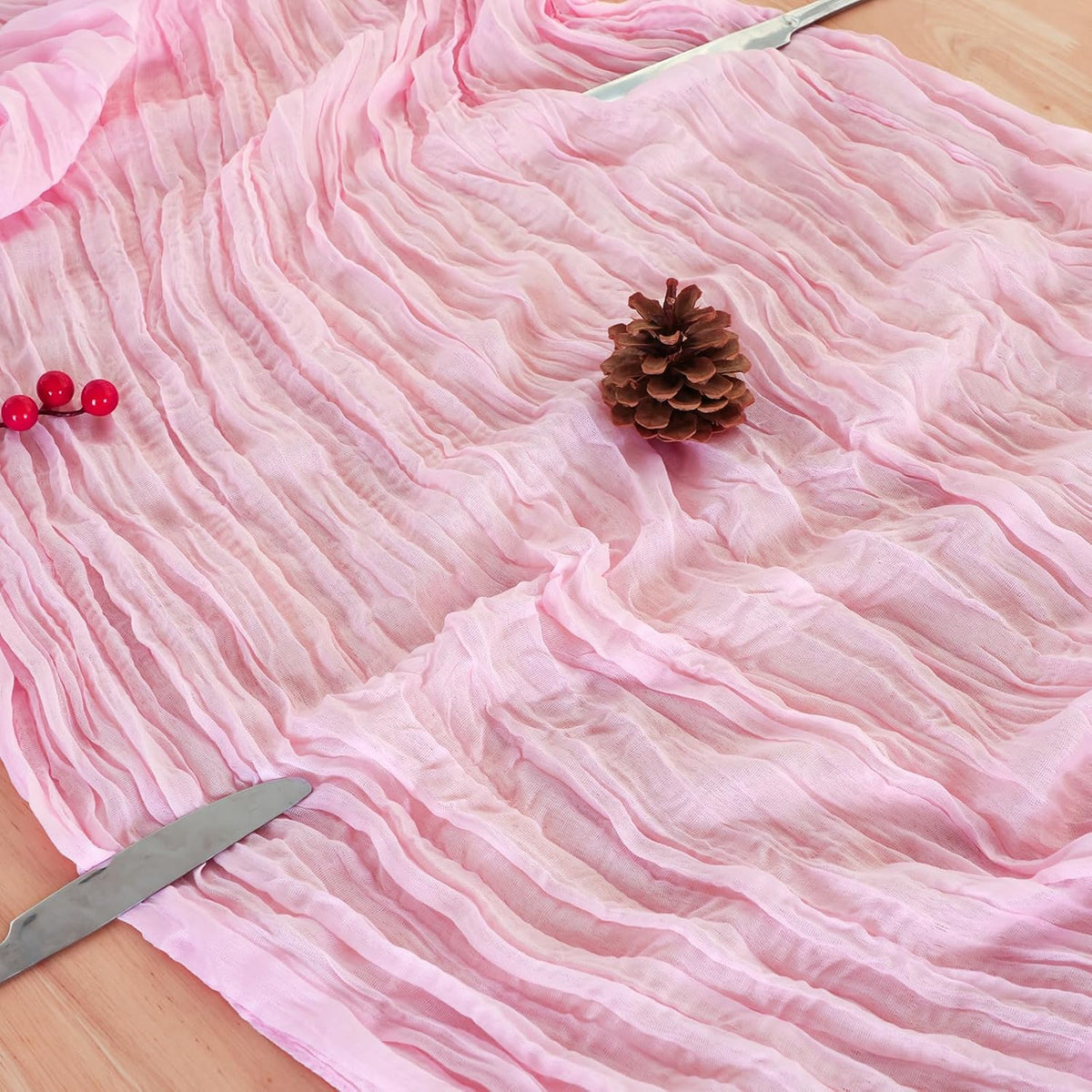 8 Pack Candy Pink Cheesecloth Table Runner 120 Inch 10FT Gauze Cheese Cloth for Baby Shower, Valentine's Day, Wedding Decoration, Birthday Party