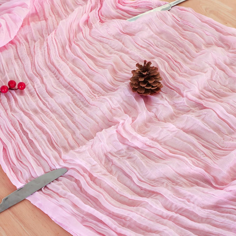 8 Pack Candy Pink Cheesecloth Table Runner 120 Inch 10FT Gauze Cheese Cloth for Baby Shower, Valentine's Day, Wedding Decoration, Birthday Party