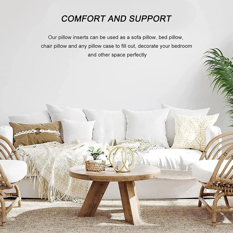 Fixwal Throw Pillow Inserts Set of 4, 18 x 18 Inch Insert White Pillow Forms Soft Microfiber Filled Pillow Inserts for Decorative Pillow Covers Cushion Bed Couch and Sofa