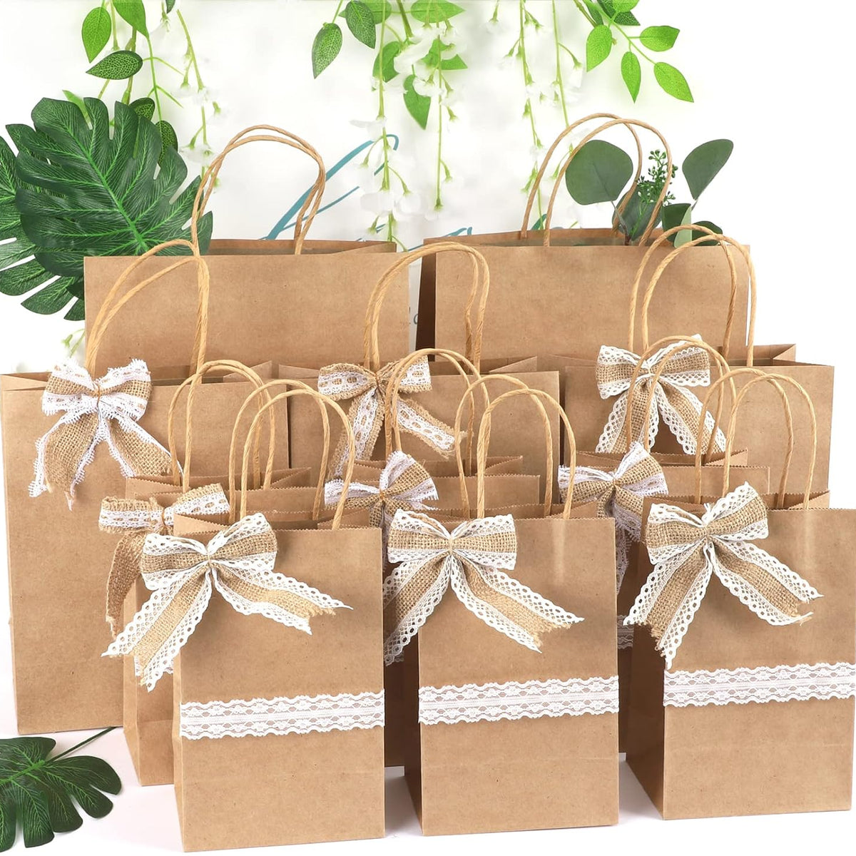 120pcs Brown Paper Bags with Handles Assorted Sizes Mixed Sizes Bulk Kraft Paper Gift Bags for Business, Shopping, Retail