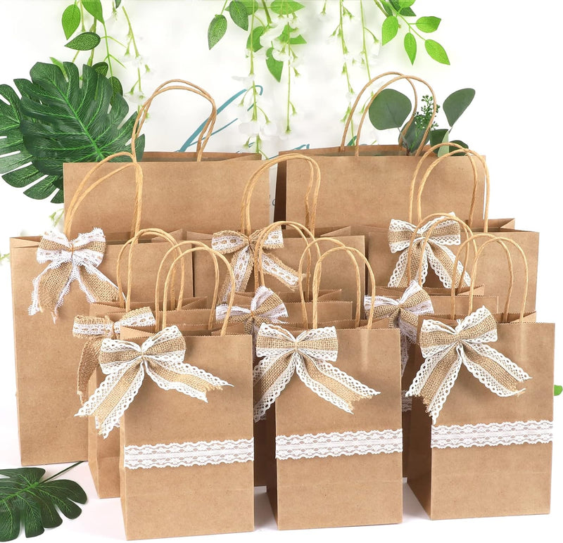 120pcs Brown Paper Bags with Handles Assorted Sizes Mixed Sizes Bulk Kraft Paper Gift Bags for Business, Shopping, Retail