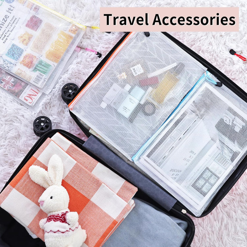 72pcs Mesh Zipper Pouch, A4 Size, 12 Colors Zipper Bags for Organizing Storage, Waterproof Puzzle Bag, Zipper File Bags for Board Games and School Office Supplies