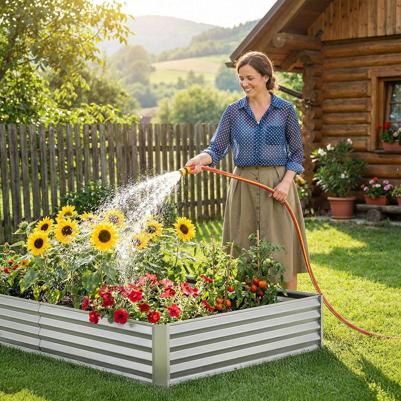 6x3x1ft(2 Pack) Galvanized Raised Garden Beds, Thickened Metal Planter Box for Outdoor Vegetables & Flowers, 72" L x 36" W x 12" H