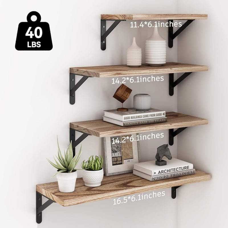 Floating Shelves for Wall Different Sizes Farmhouse Wall Shelf for Bedroom, Bathroom Storage, Living Room and Kitchen Decor(Set of 4)