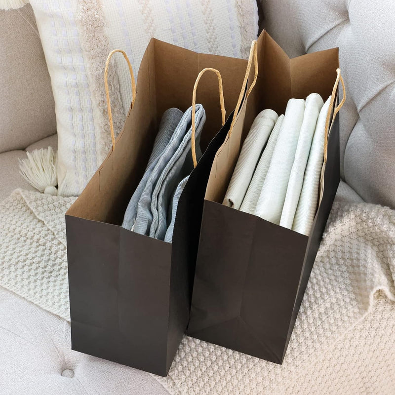 Moretoes 90pcs Black Gift Bags, 16x6x12 Inch Large Paper Bags with Handles Bulk for Boutiques, Grocery, Small Business, Mechandise, Party, Gifts & Merchandise