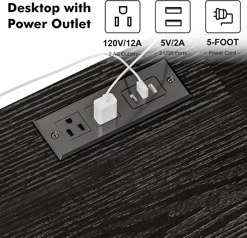 Black Entertainment Stand for Up to 50 Inch TVs, Tv Stand with Outlet Led Lights Open Storage Shelves, TV Consoles for Living Room, Bedroom
