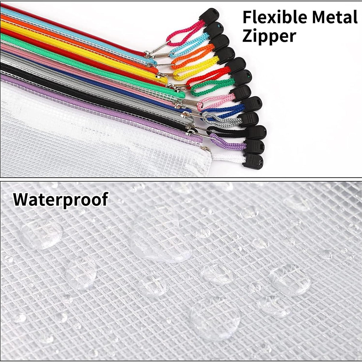24pcs Mesh Zipper Pouch Bags A3 Extra Large Document Bag with Label Pocket, 16.9x12 Inches, Plastic Zip File Folders, Puzzles, Board Game Storage for Organizing Office Home