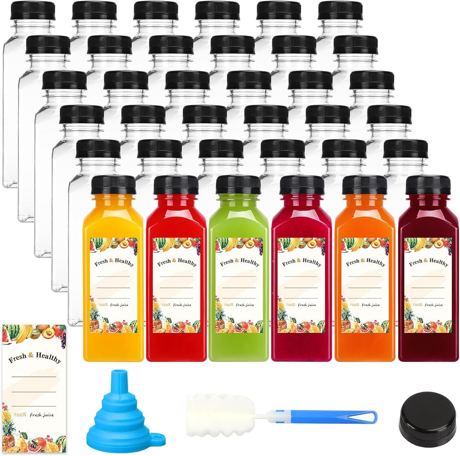 12 oz Reusable Juice Bottles with Leak-Resistant Caps (128-Pack)
