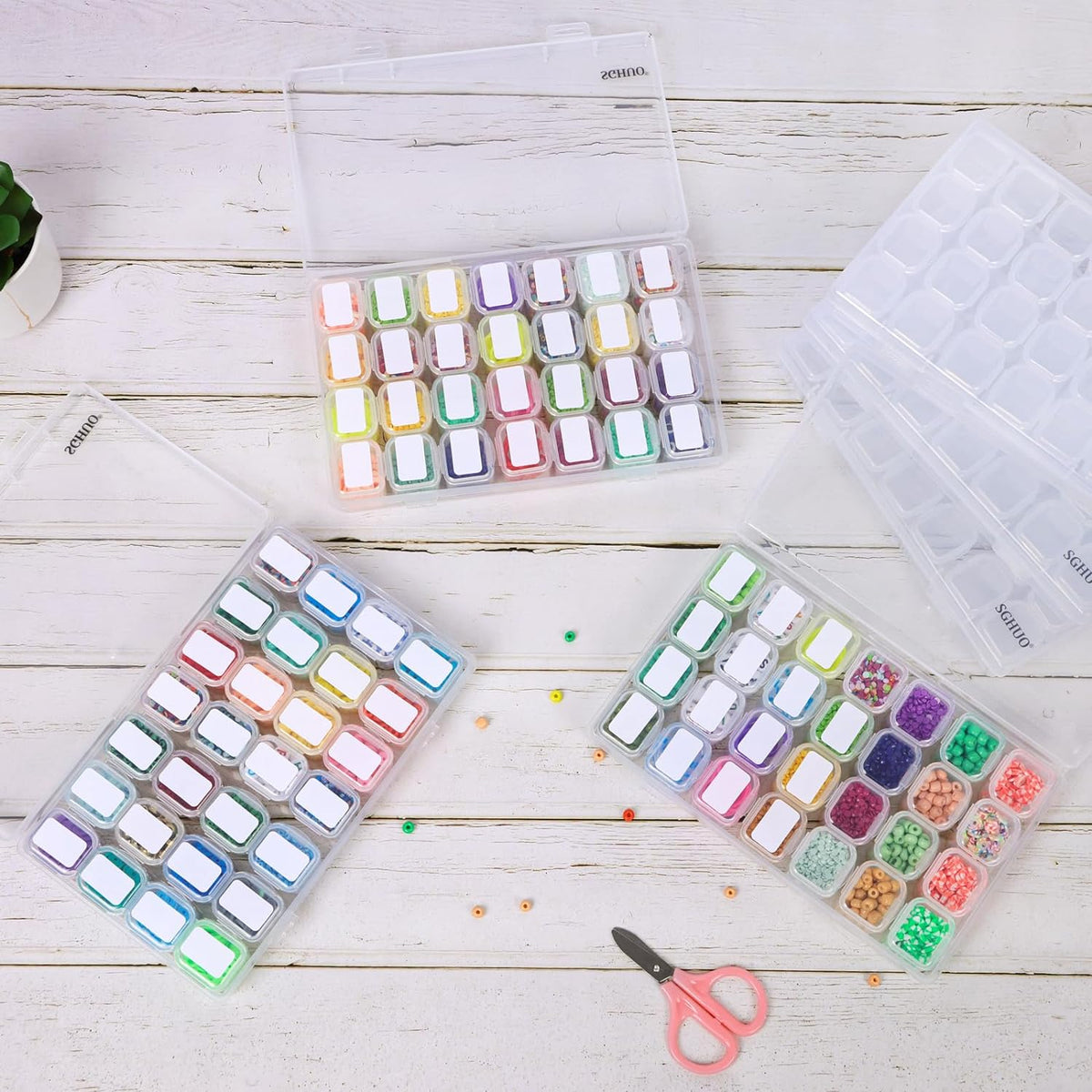168 Slots 6pcs 28 Grids Diamond Painting Boxes Plastic Organizer, Bead Organizer