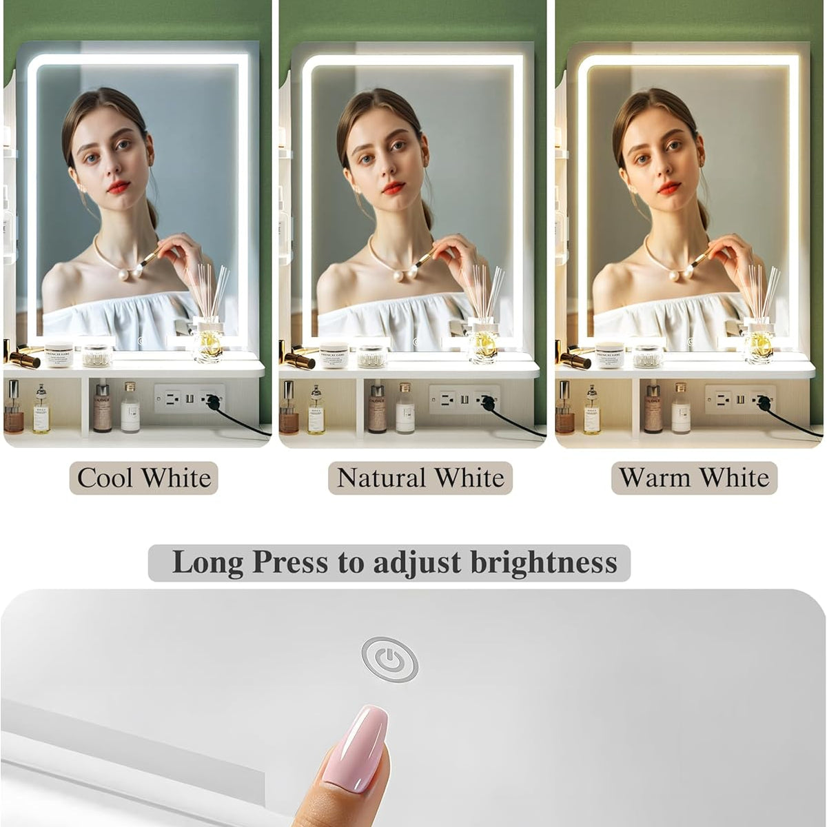 Fixwal  Makeup Vanity Desk with Lighted Mirror & Foldable Side Panel