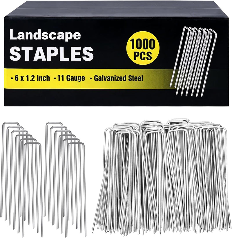 HongWay 5000 Pack 6 Inch Landscape Staples Bulk, Galvanized Garden Stakes 11 Gauge U-Shaped Pins Tent Stakes Yard Ground Staples for Landscaping Fabric, Lawn, Turf, Fence, Plant Cover, Irrigation