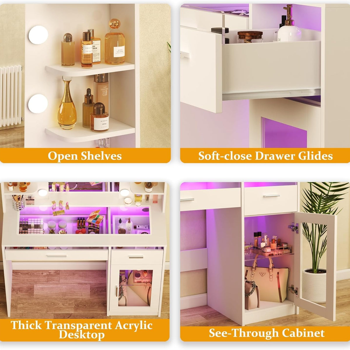 Fixwal Vanity Desk with Mirror and Lights