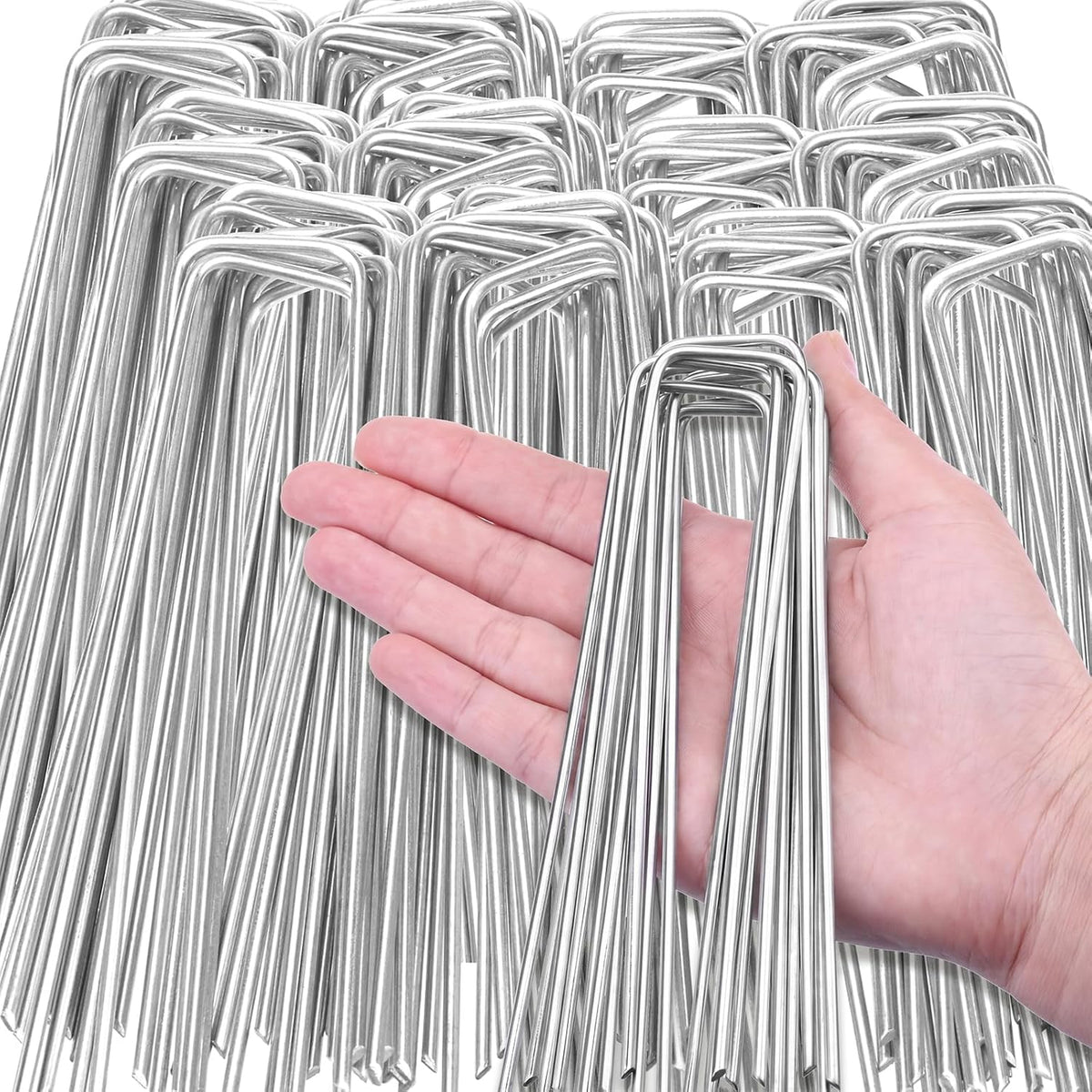 HongWay 5000 Pack 6 Inch Landscape Staples Bulk, Galvanized Garden Stakes 11 Gauge U-Shaped Pins Tent Stakes Yard Ground Staples for Landscaping Fabric, Lawn, Turf, Fence, Plant Cover, Irrigation