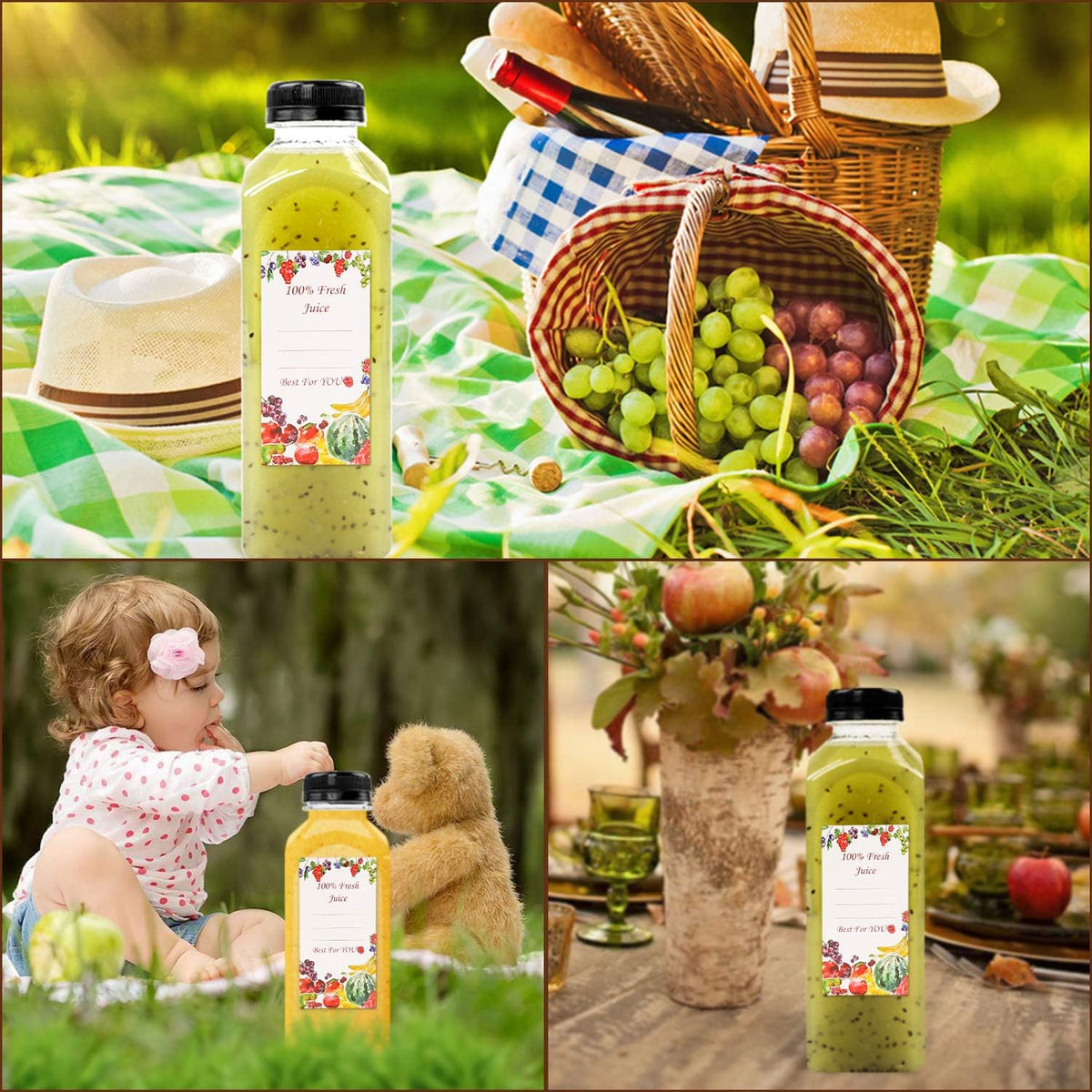 20pcs 16oz Juice Bottles, Plastic Juicing Bottles with Caps, Clear Drink Containers with Lids for Drinking, Smoothie and Other Beverages