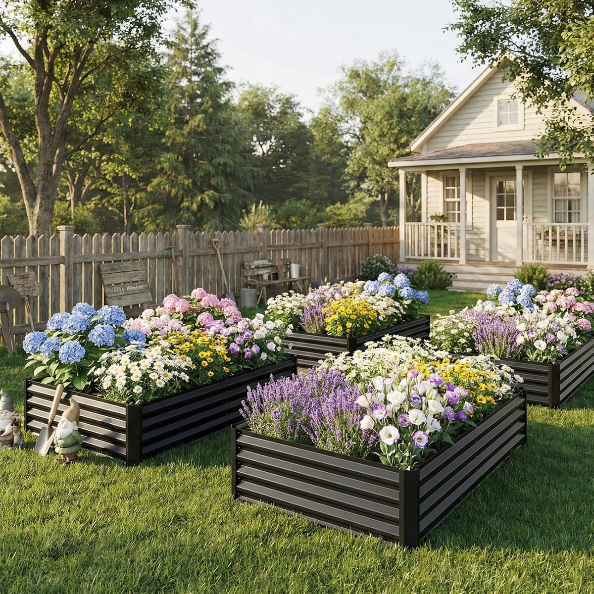 6x3x1ft Black Metal Raised Garden Beds, Thickened Color Steel Planter Box for Outdoor Vegetables & Flowers, 72" L x 36" W x 12" H